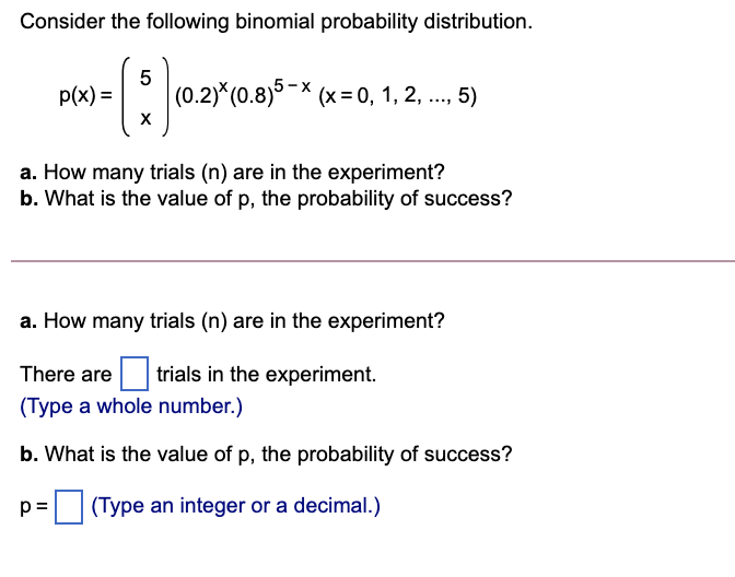 Solved Consider the following binomial probability | Chegg.com
