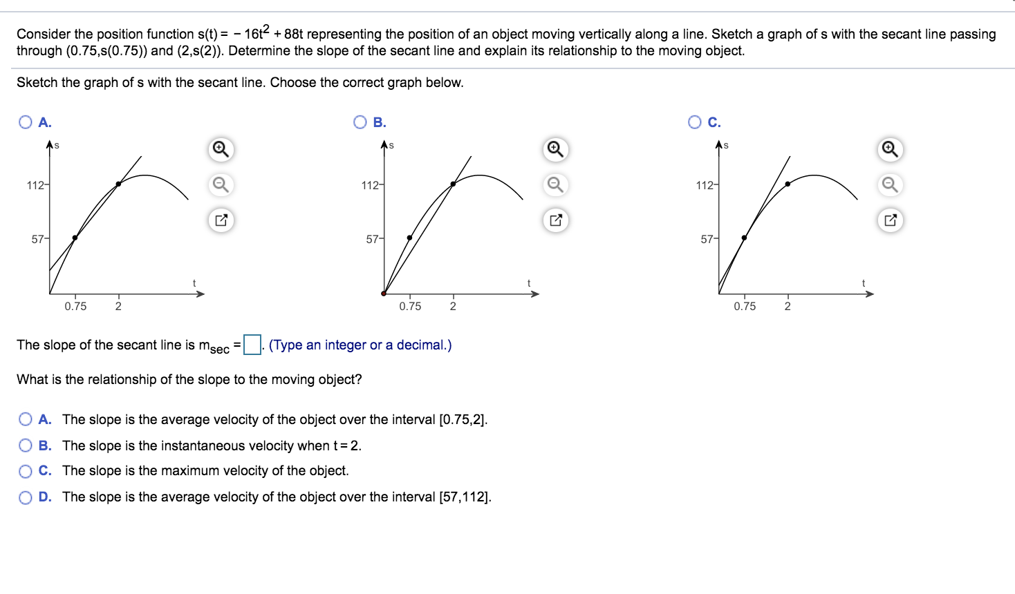 Solved Consider The Position Function S T 16t2 88t