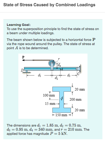 Solved State of Stress Caused by Combined Loadings Learning | Chegg.com
