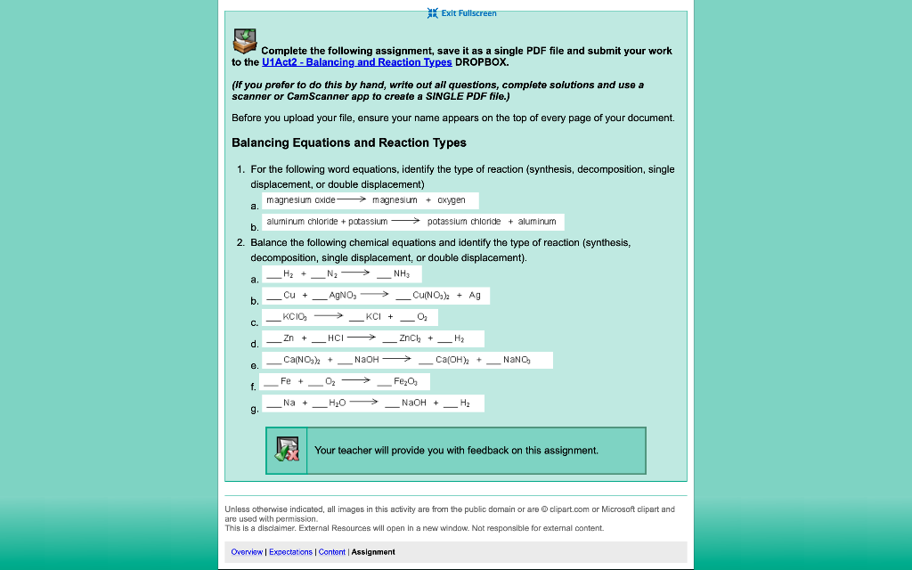 Solved Exit Fullscreen Complete the following assignment, | Chegg.com