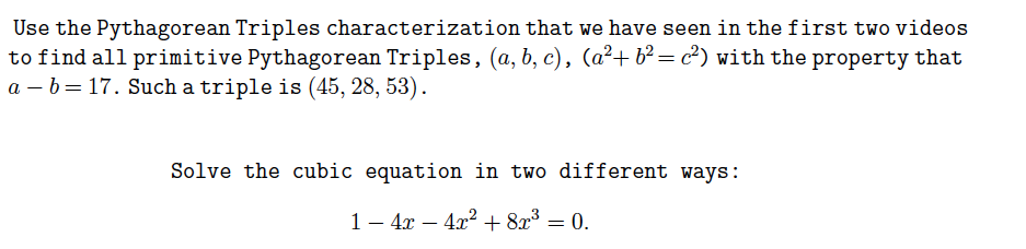 Solved Use the Pythagorean Triples characterization that we | Chegg.com