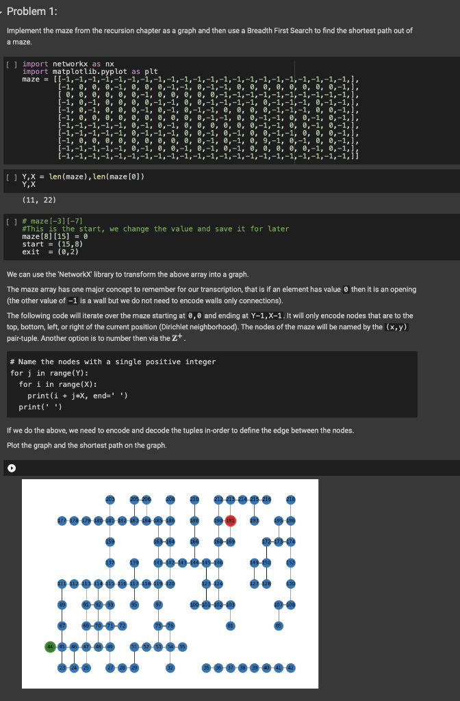 Solved Problem 1: Implement The Maze From The Recursion | Chegg.com