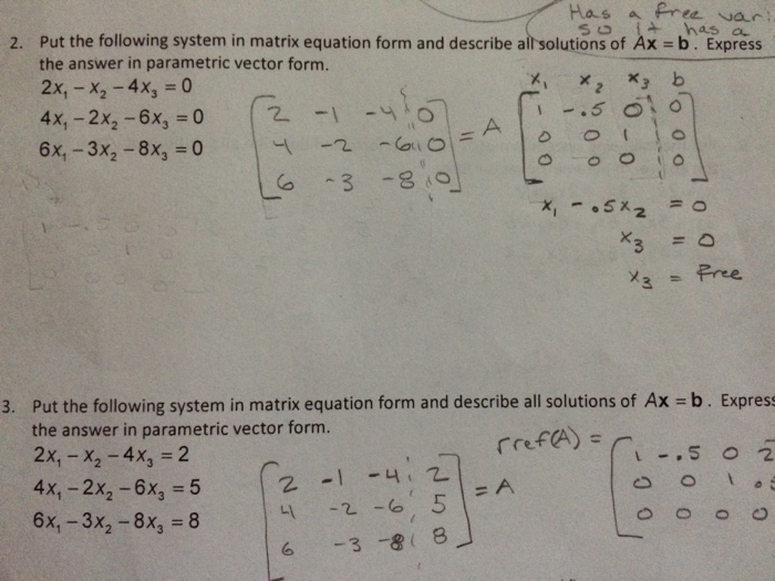 Solved Put the following system in matrix equation form and | Chegg.com