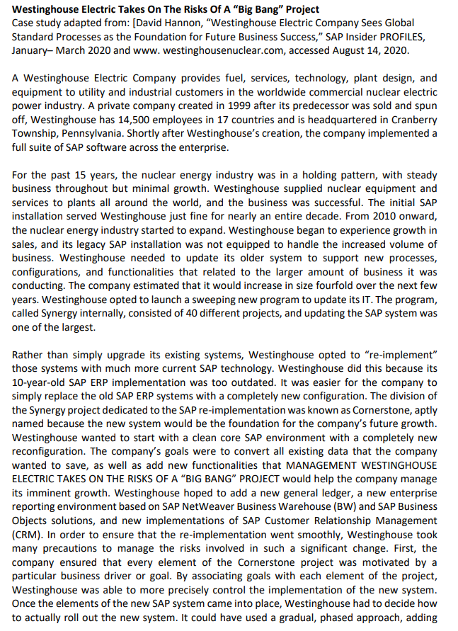 Westinghouse Electric Takes On The Risks Of A 