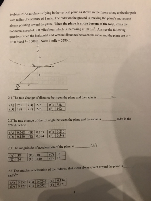 Solved Problem 2: An airplane is flying in the vertical | Chegg.com