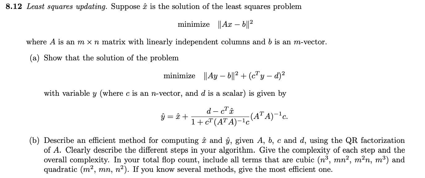 8 12 Least Squares Updating Suppose ĉ Is The Solu Chegg Com