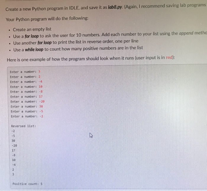 Solved Create a new Python program in IDLE, and save it as | Chegg.com
