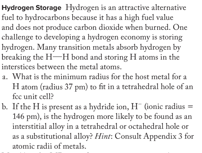 Solved Hydrogen Storage Hydrogen Is An Attractive | Chegg.com