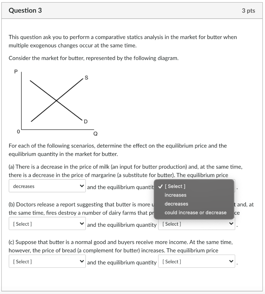 Solved all of the options are the same (increases, | Chegg.com