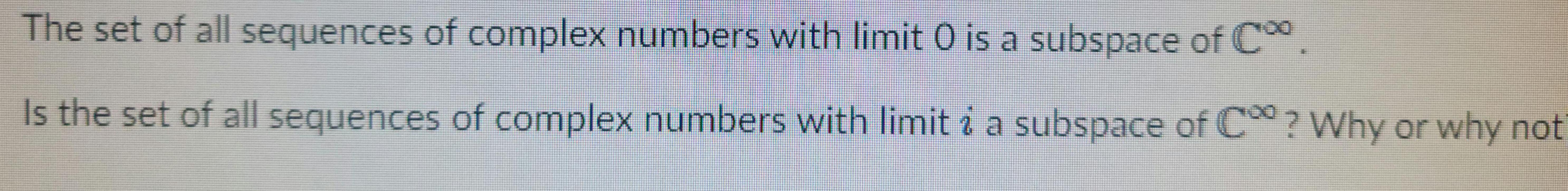 sequences and series of complex numbers