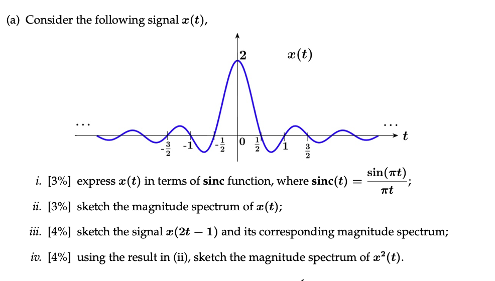 Solved A Consider The Following Signal Ae T X T Art I Chegg Com