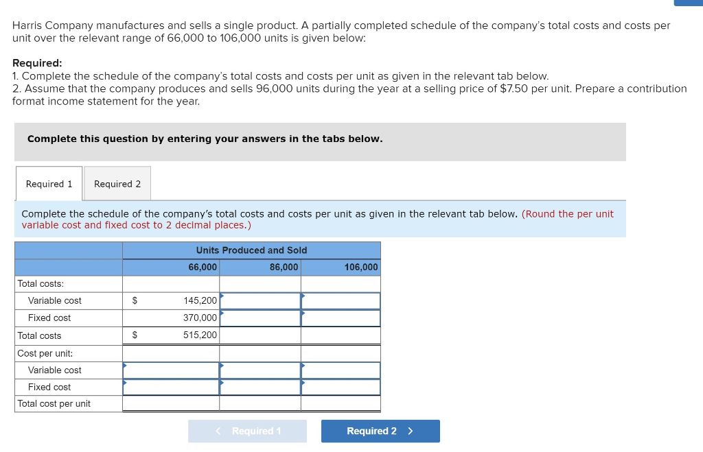 solved-harris-company-manufactures-and-sells-a-single-chegg