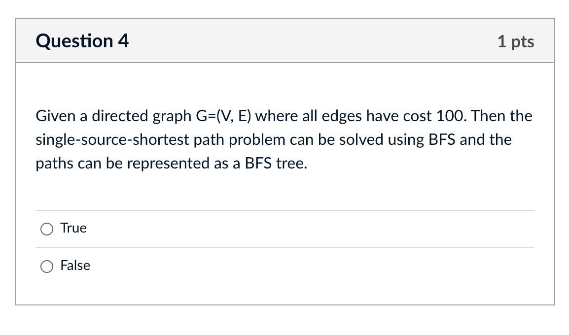 Solved Question 4 1 Pts Given A Directed Graph G=(V, E) | Chegg.com