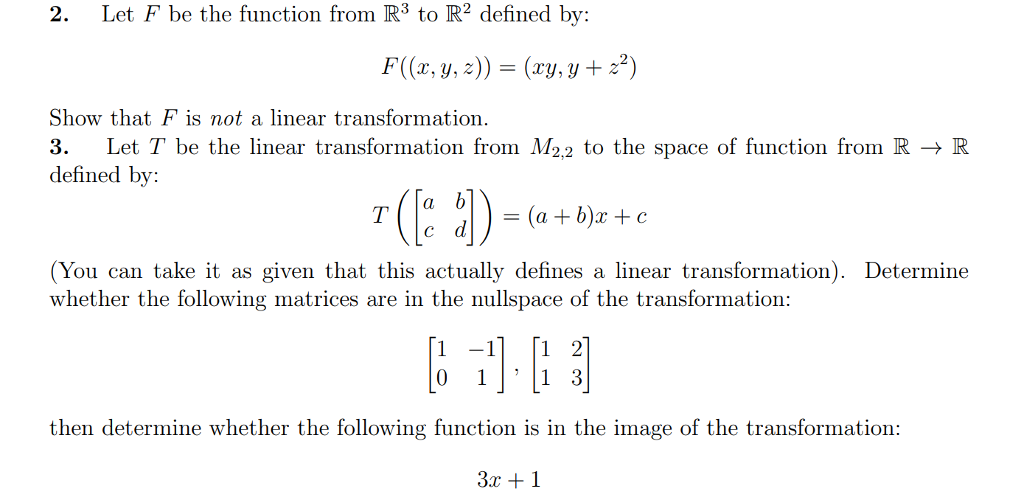 Solved 2. Let F be the function from R3 to R defined by: | Chegg.com