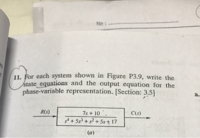 Solved No: 11. For each system shown in Figure P3.9, write | Chegg.com