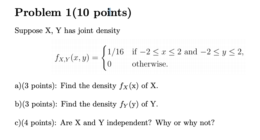 Solved Problem 110 Points Suppose X Y Has Joint Density 4371