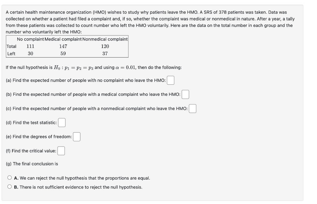 Solved A certain health maintenance organization (HMO)