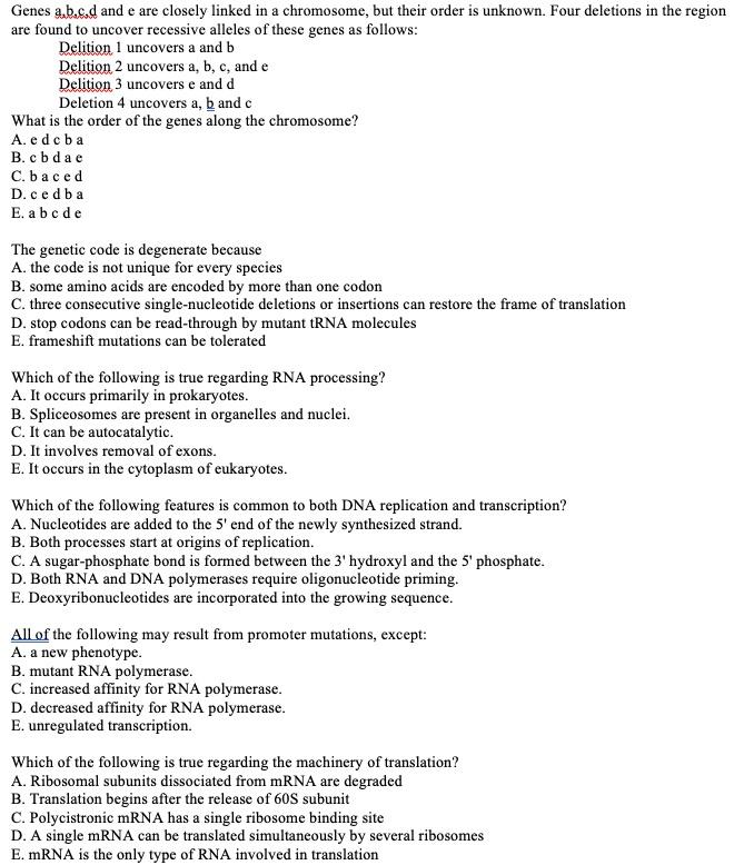 Solved Genes A.b.c.d And E Are Closely Linked In A | Chegg.com