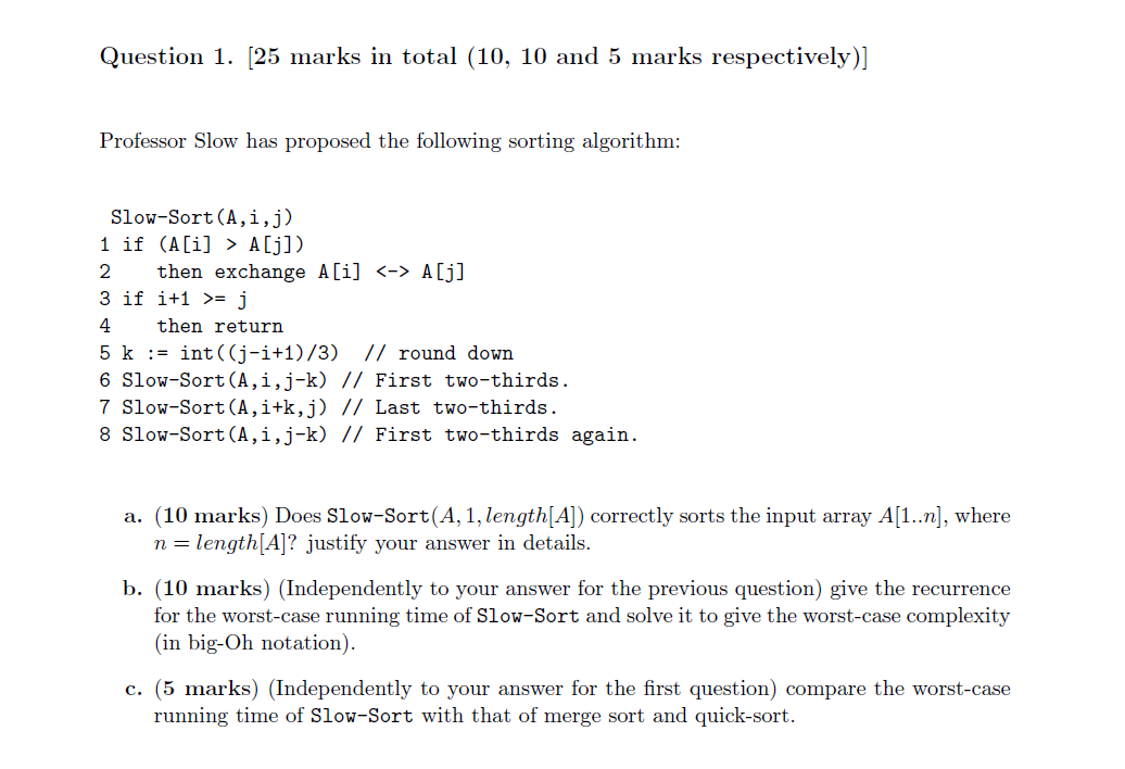 Solved Question 1. [25 marks in total (10, 10 and 5 marks | Chegg.com