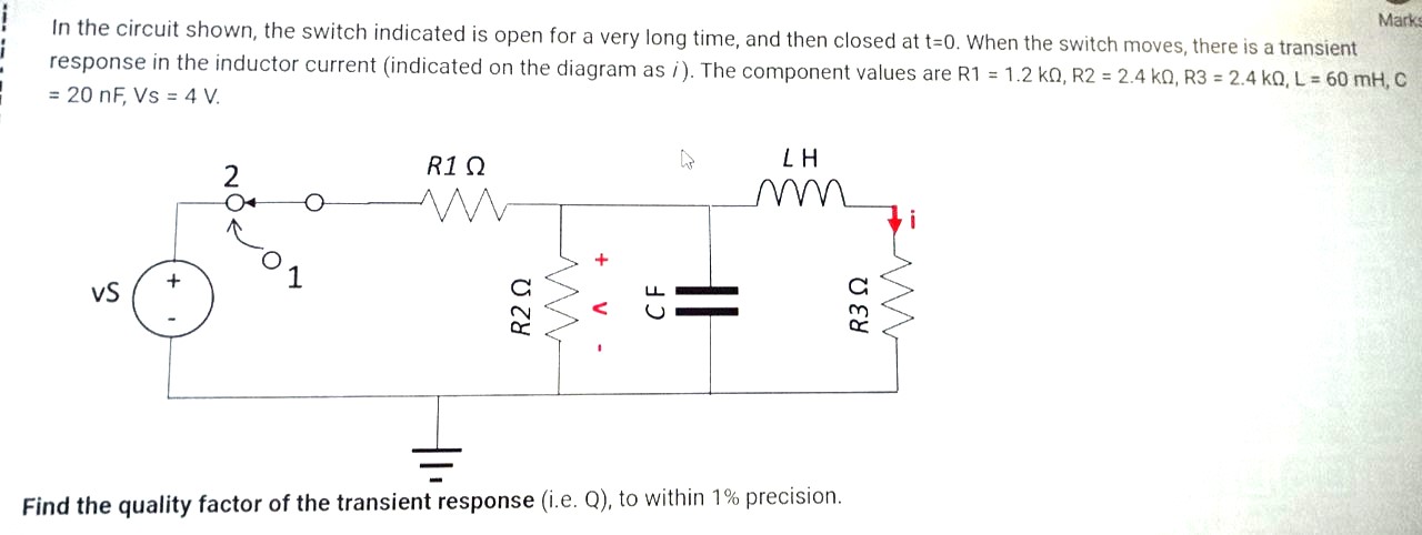 Solved In the circuit shown, the switch indicated is open | Chegg.com