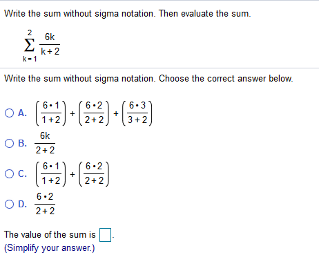 sum without sigma notation calculator