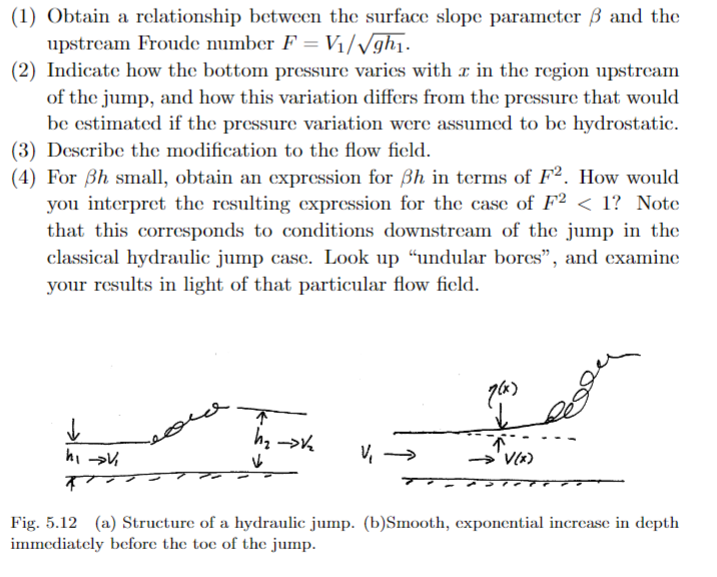 Solved The classic textbook analysis of a hydraulic jump | Chegg.com