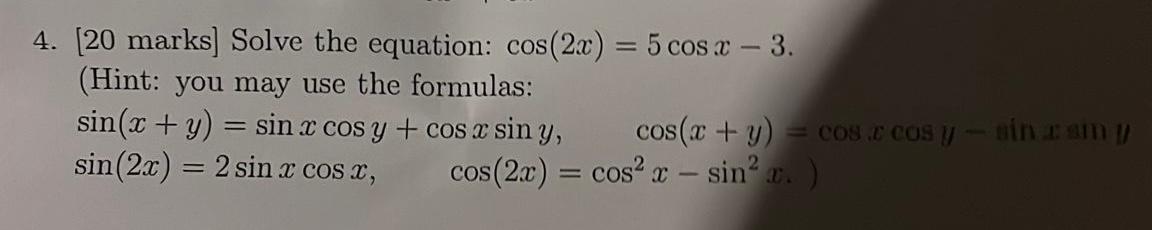 solved-4-20-marks-solve-the-equation-cos-2x-5cosx-3-chegg