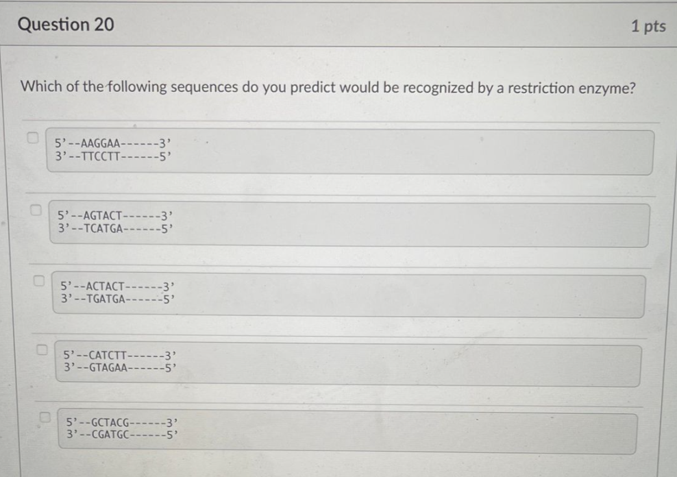 Solved Question 20 1 pts Which of the following sequences do | Chegg.com