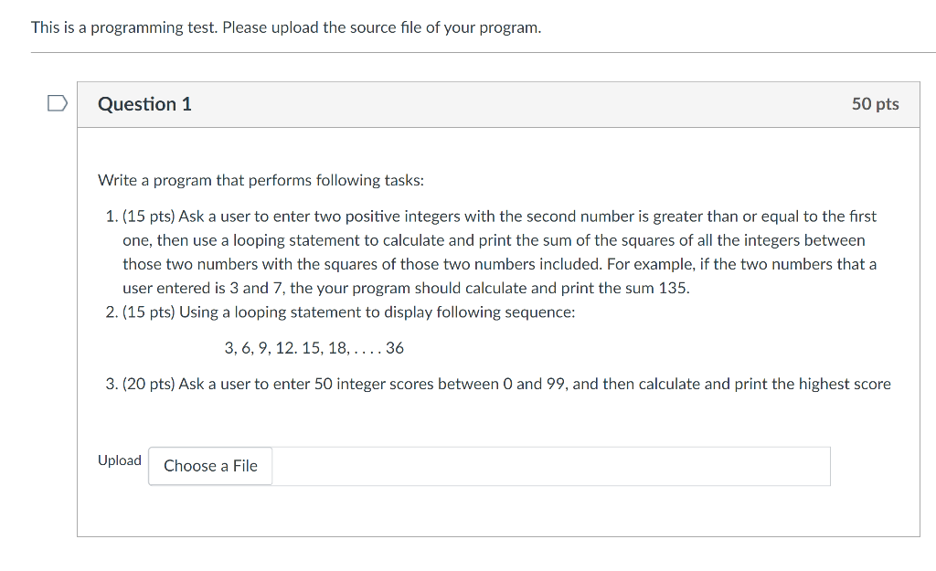 Solved This is a programming test. Please upload the source | Chegg.com
