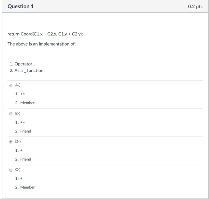 Solved Question 1 0.2 pts return Coord(C1.x C2.x, C1.y | Chegg.com