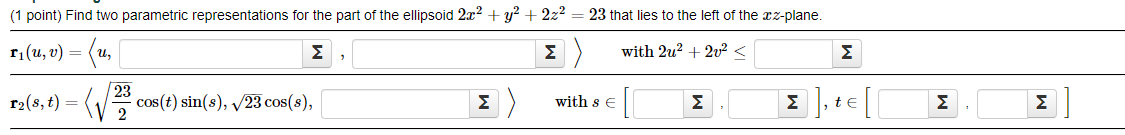 Solved (1 point) Find two parametric representations for the | Chegg.com
