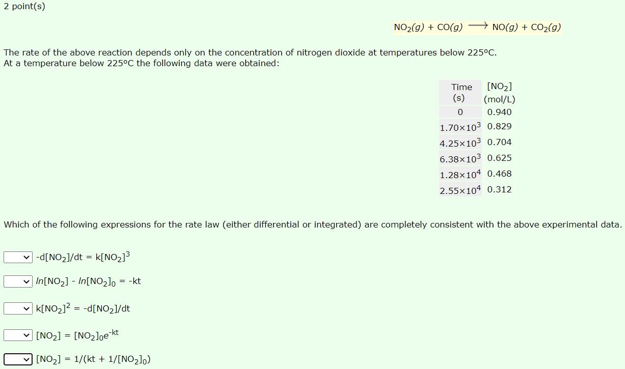 Solved No2 G Co G No G Co2 G The Rate Of The Chegg Com