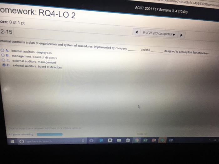 Solved ACCT 2001 F17 Sections 3, 4(10:00) omework: RQ4-LO 2 | Chegg.com