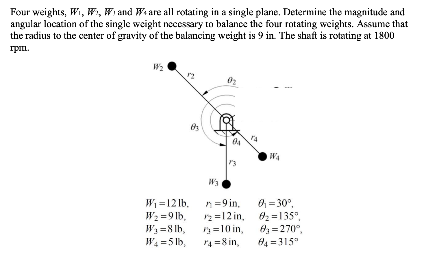 Solved Four Weights, W1, W2, W3 And W4 Are All Rotating In A | Chegg.com