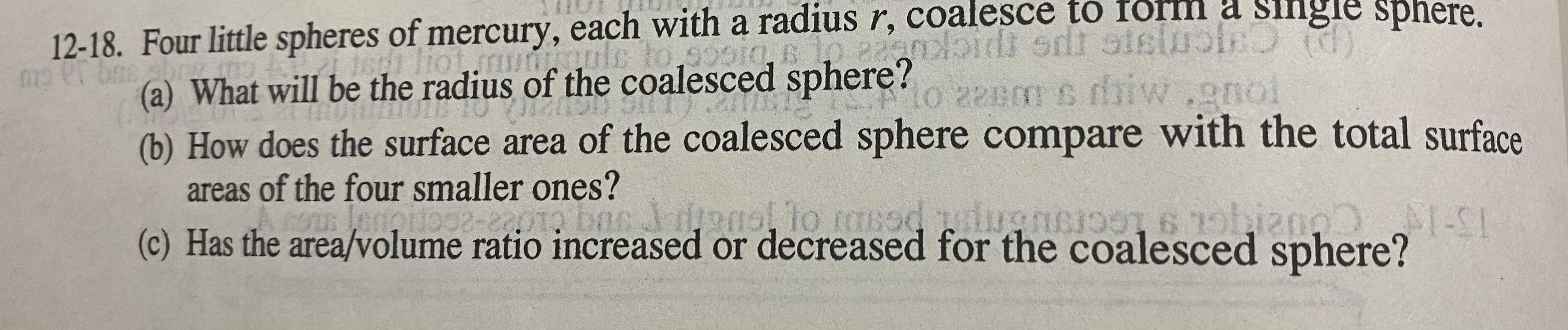 Solved 12-18. Four little spheres of mercury, each with a | Chegg.com