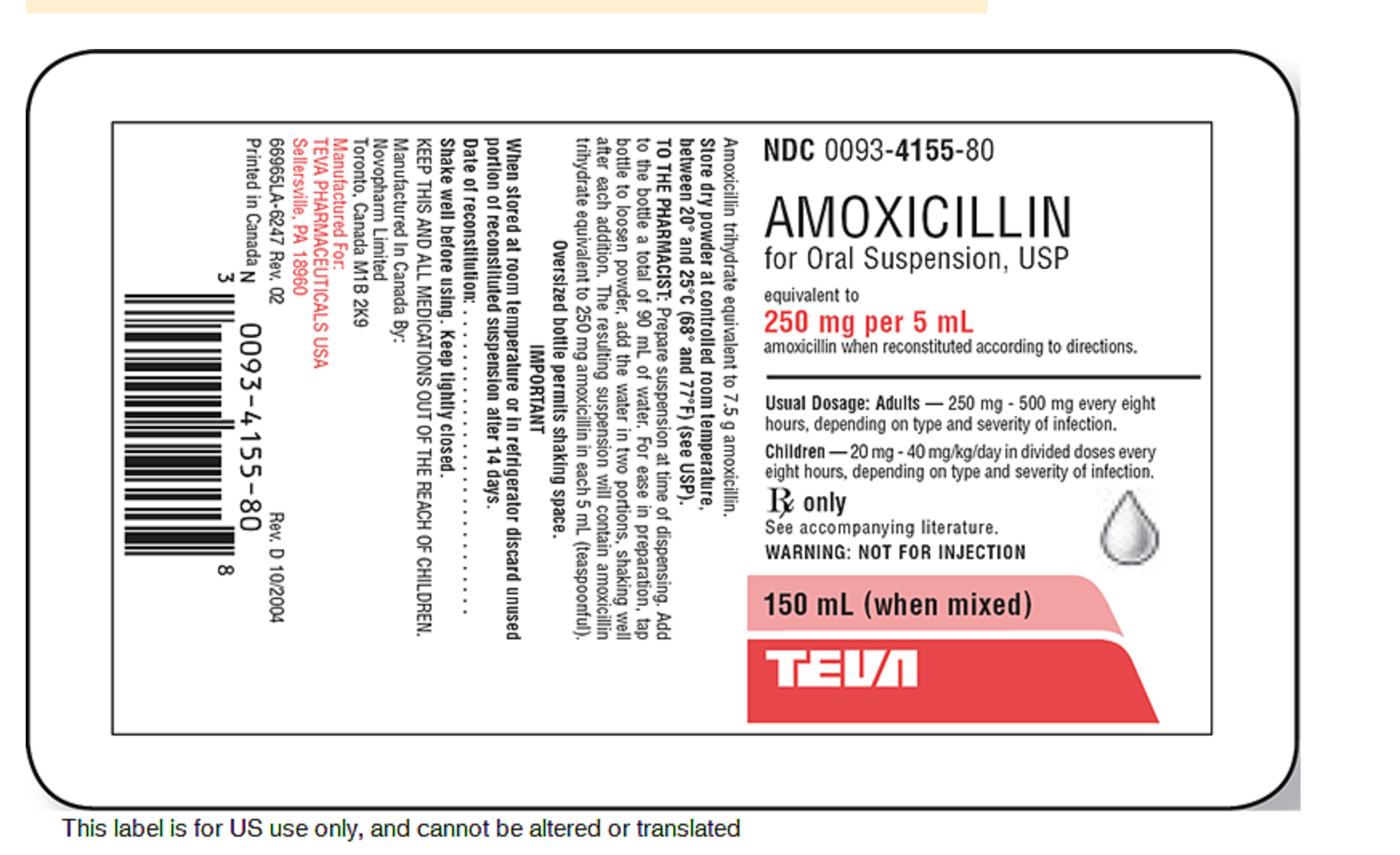 Solved This label is for US use only, and cannot be | Chegg.com