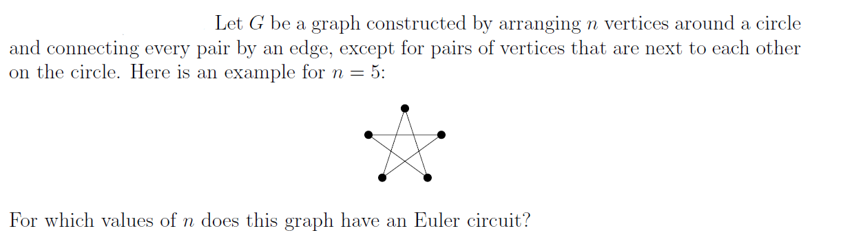 Solved Let G be a graph constructed by arranging n vertices | Chegg.com