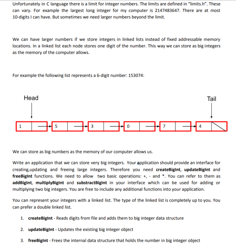 Unfortunately in C language there is a limit for | Chegg.com