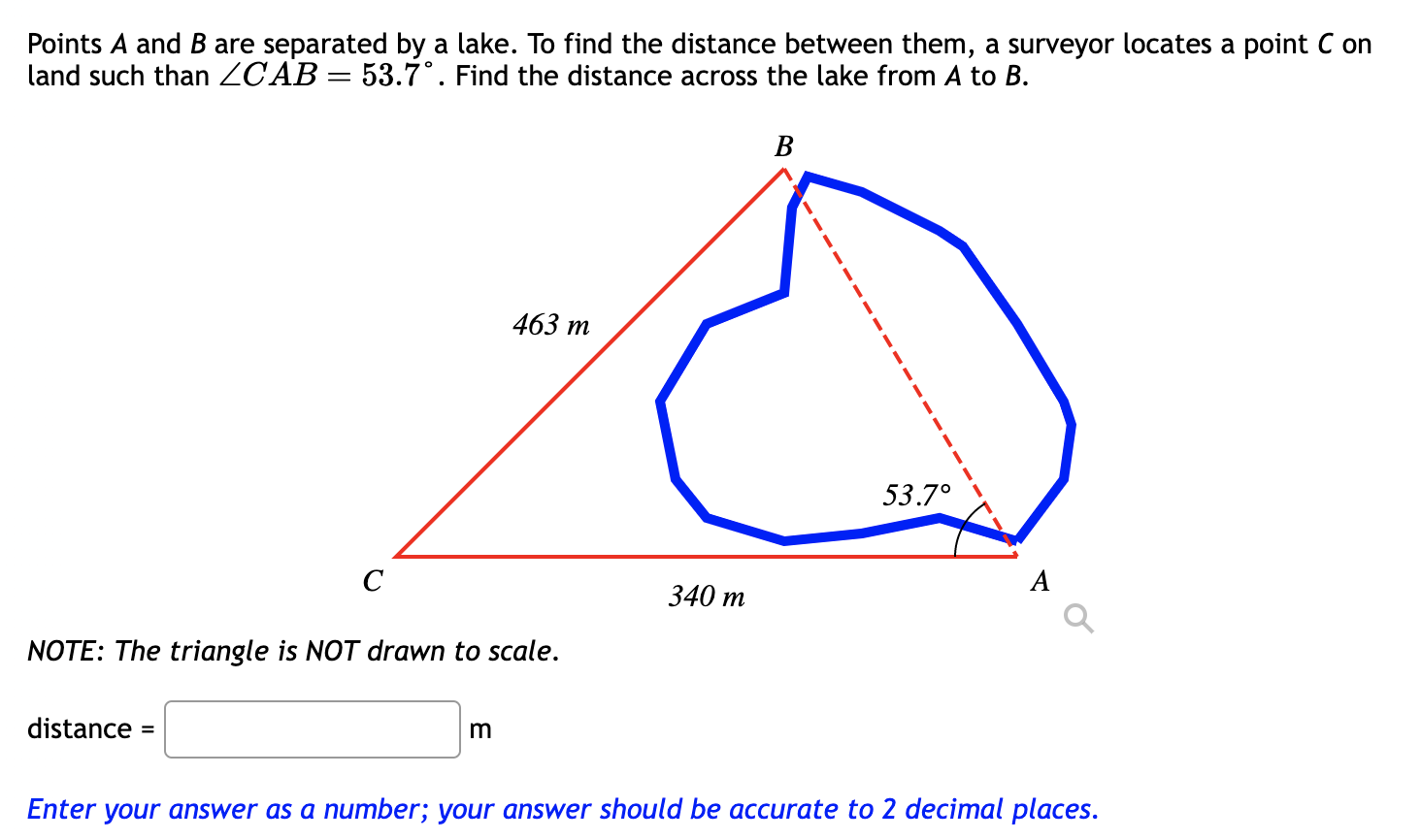 Solved Points A and B are separated by a lake. To find the | Chegg.com