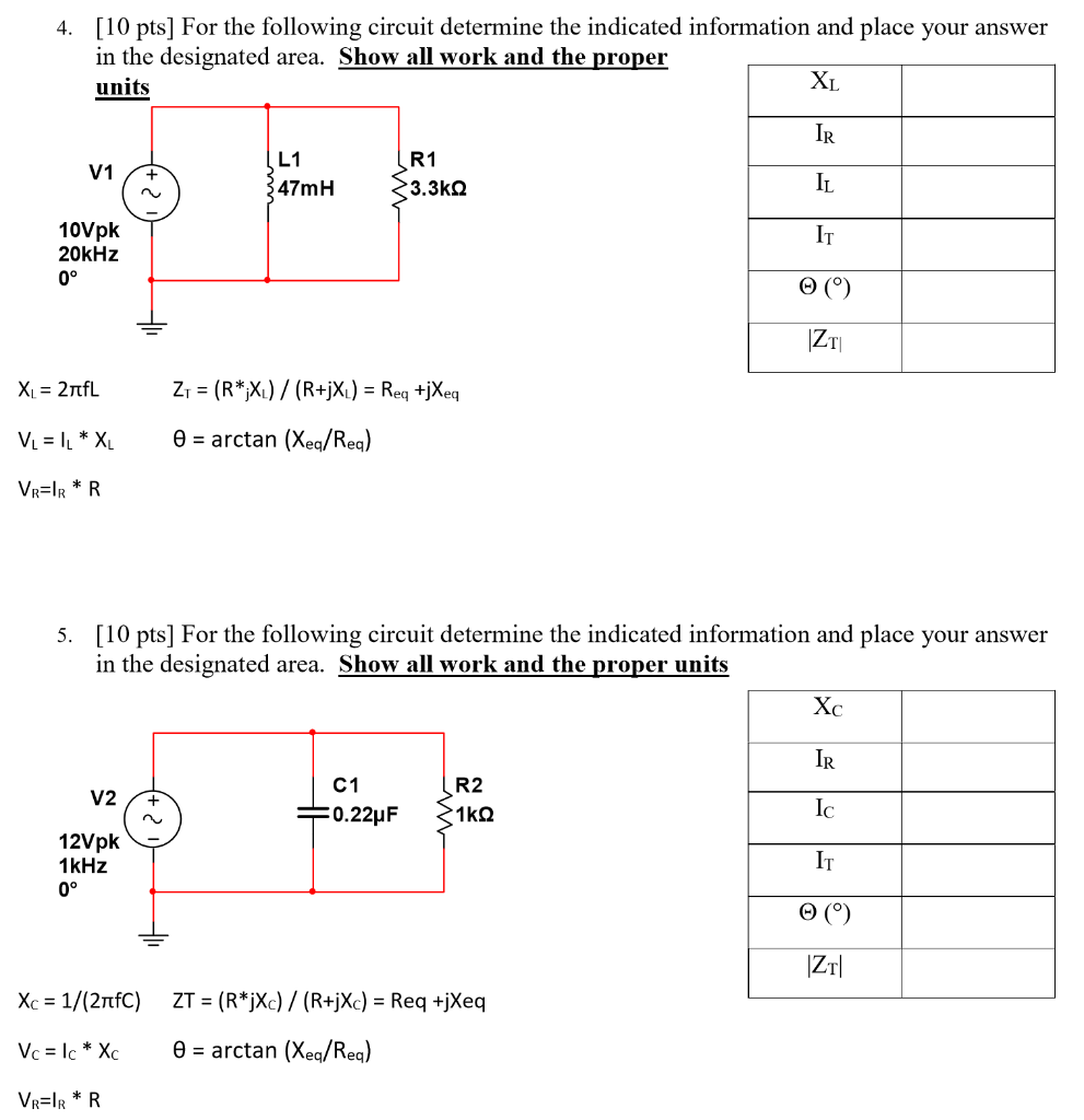 Solved [10 Pts] For The Following Circuit Determine The | Chegg.com