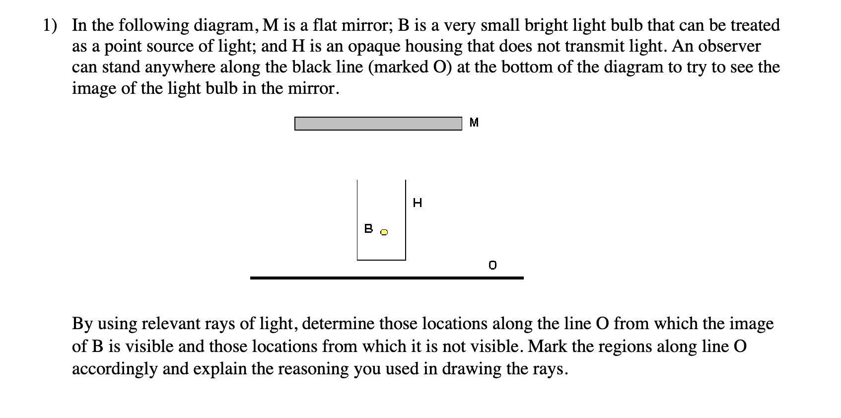 Solved In The Following Diagram, M Is A Flat Mirror; B Is A | Chegg.com