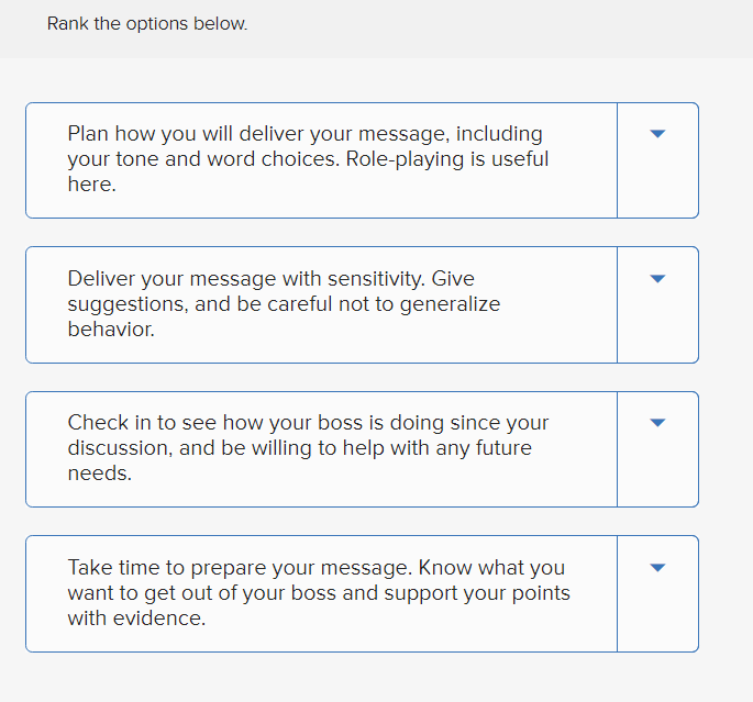 Solved Rank the options below. Plan how you will deliver | Chegg.com