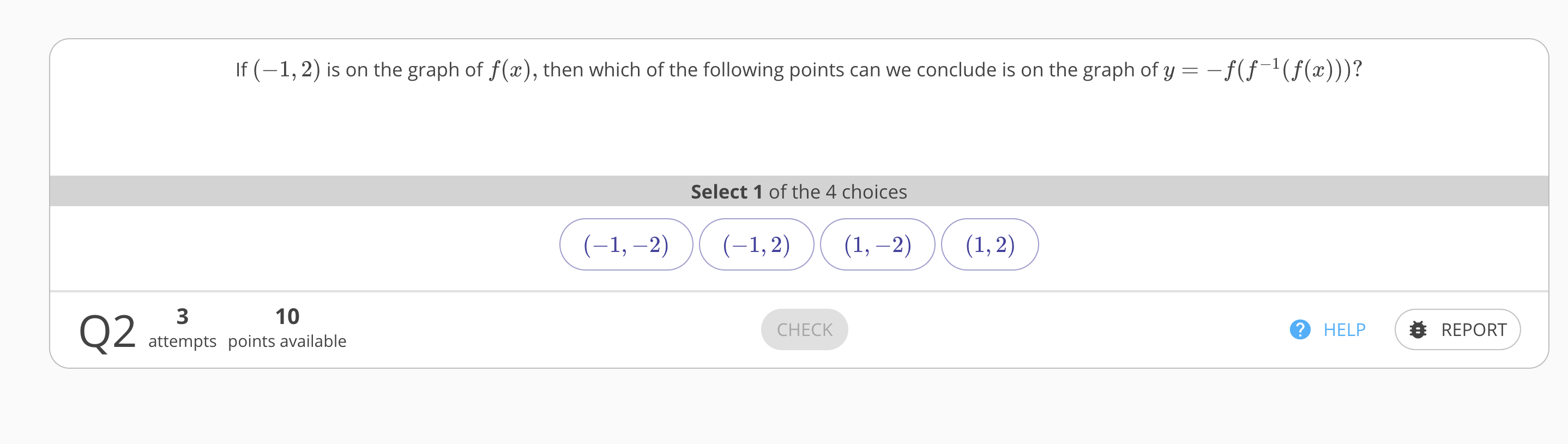 Solved If (-1,2) is on the graph of f(x), then which of the | Chegg.com