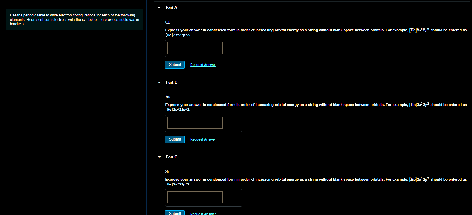 Solved Part A Use the periodic table to write electron | Chegg.com