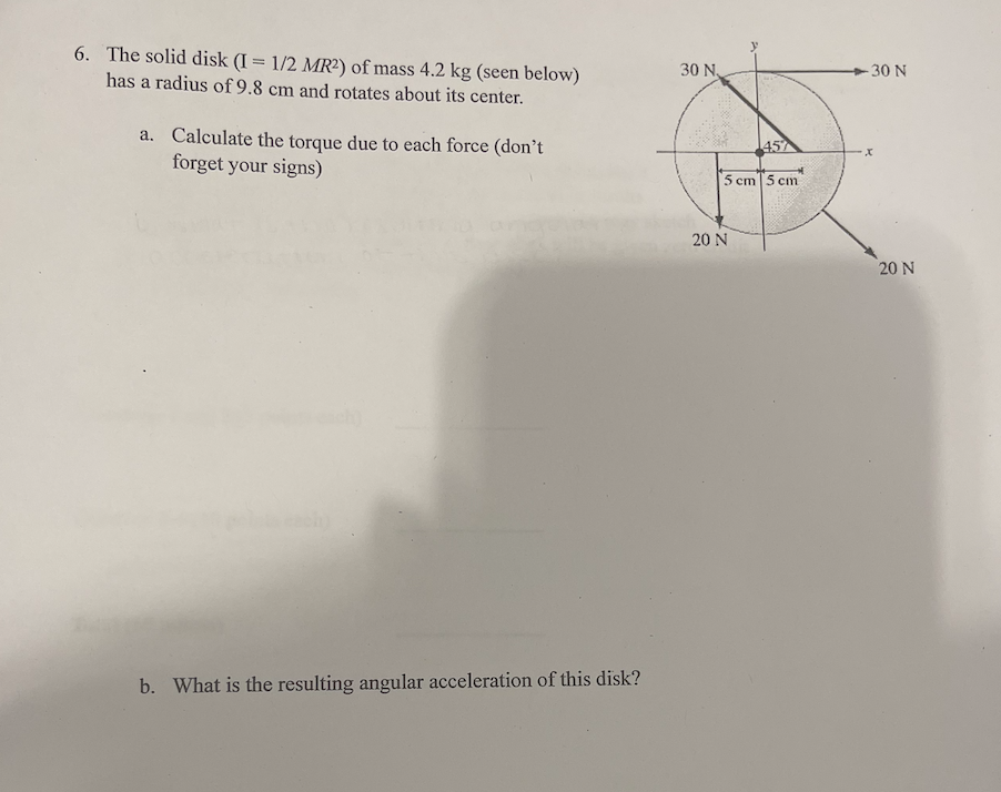 Solved 6. The Solid Disk ( I=1 2mr2) Of Mass 4.2 Kg (seen 