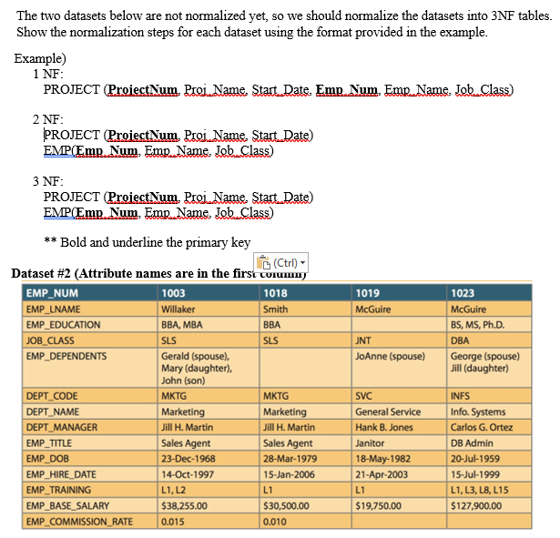 Normalization Dataset Practice Problem Solved The two datasets below are not normalized yet, so we | Chegg.com