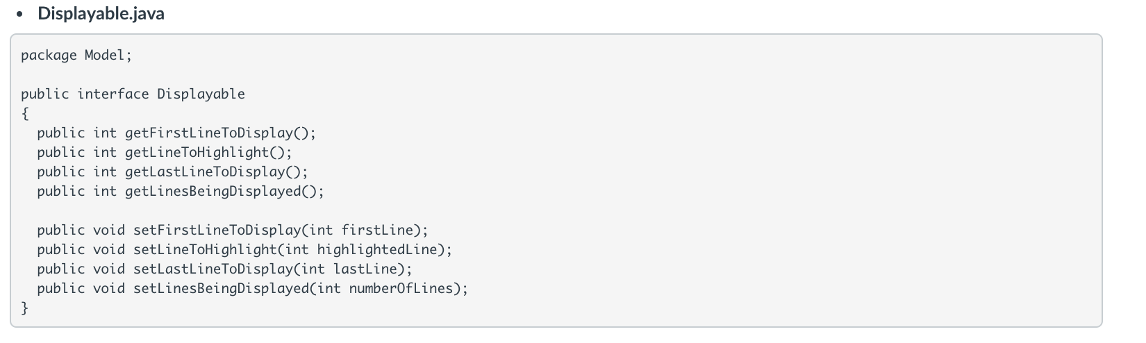 Practice on implementing a MVC project Start working with Java Graphics Implement interfaces...-10