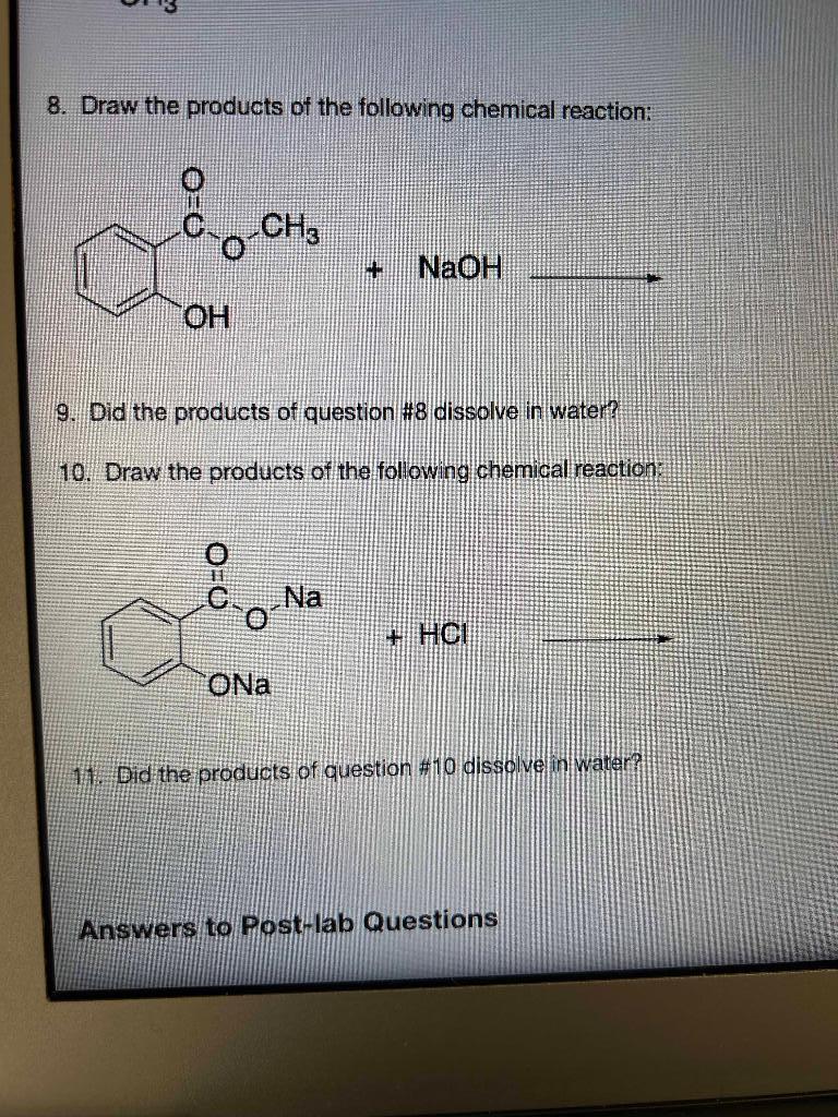 Solved 8. Draw The Products Of The Following Chemical | Chegg.com