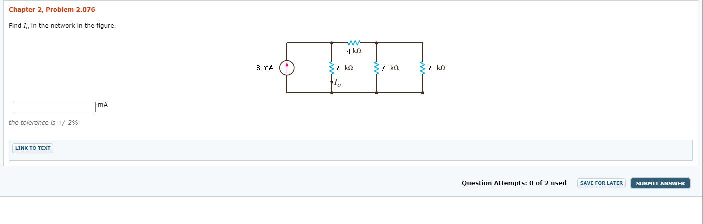 Solved Chapter 2, Problem 2.076 Find I, in the network in | Chegg.com