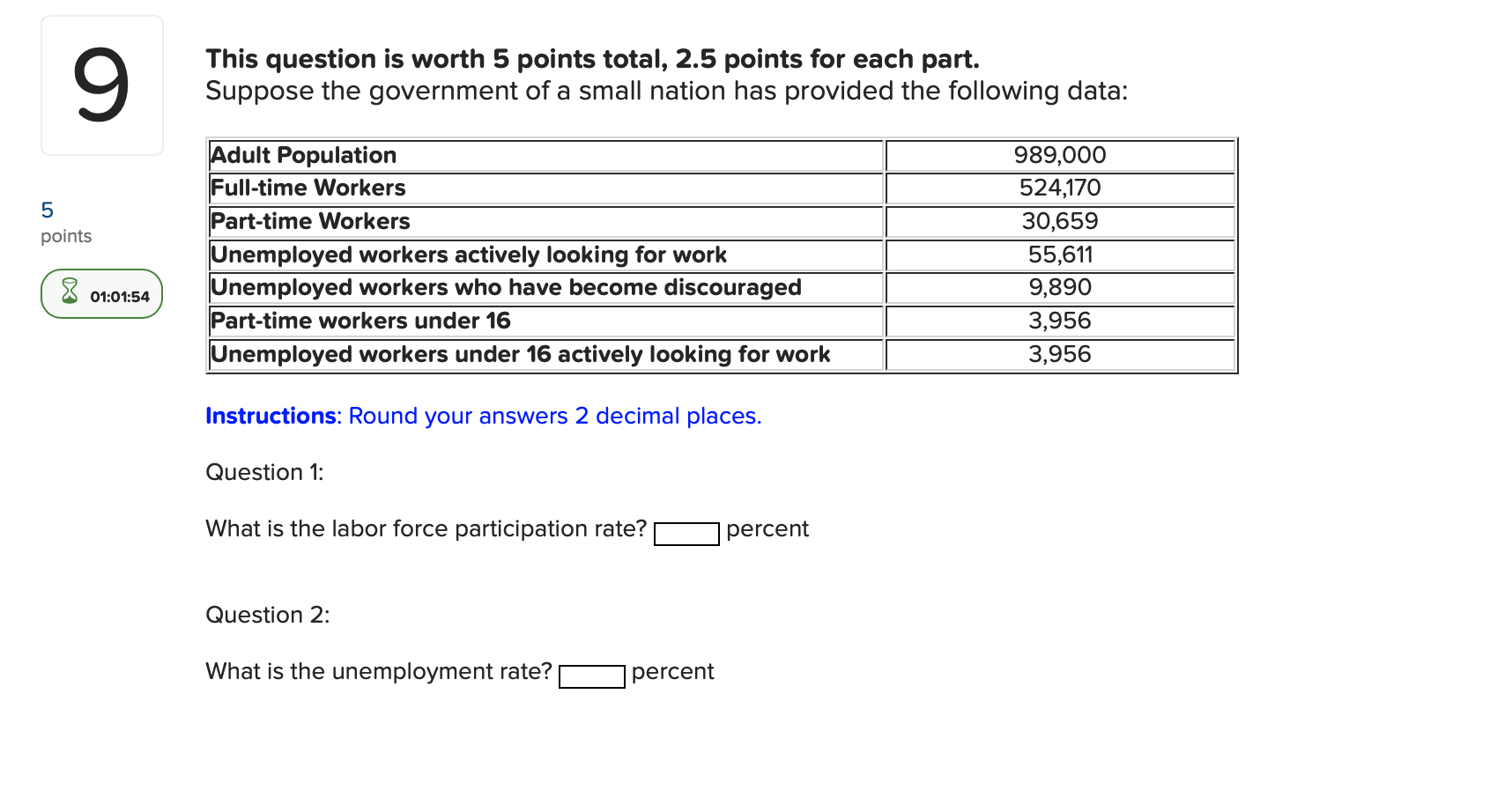 Solved 9 This question is worth 5 points total, 2.5 points | Chegg.com